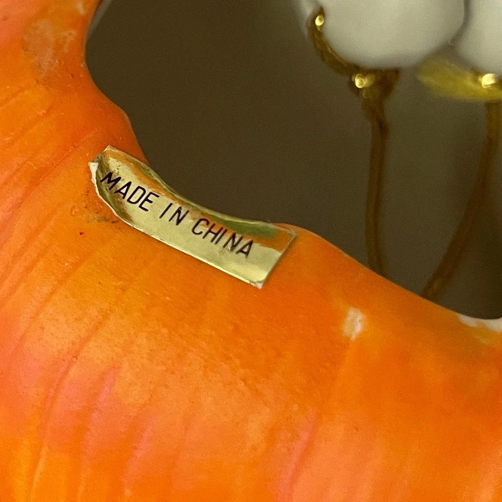 Pumpkin Creepy Chimer Porcelain Halloween Ornament Bell OS Orange